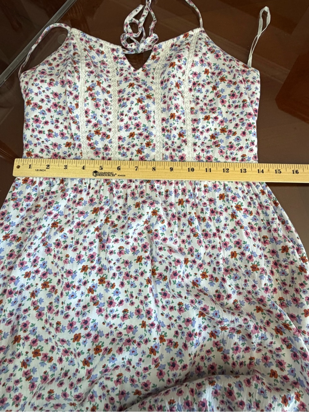 Japna White Floral Midi Dress with Pink and Blue Accents - Picture 4 of 7